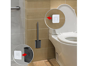 BadeStern 4er-Set WC-Silikonbürsten mit atmungsaktivem Bürstenhalter, schwarz