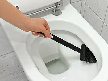 BadeStern 4er-Set WC-Silikonbürsten mit atmungsaktivem Bürstenhalter, schwarz