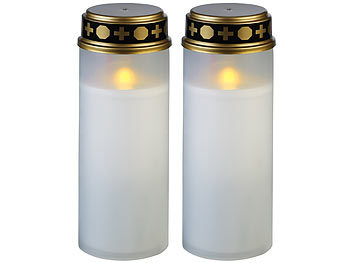 LED Kerzen: PEARL 2er-Set XL-LED-Grablichter, Lichtsensor, Batteriebetrieb, 21 cm, weiß