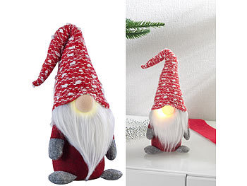 Wichtel Weihnachten: infactory Deko-Wichtel mit leuchtender Nase, batteriebetrieben, 34 cm hoch, rot