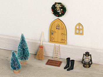 infactory 2er-Set DIY-Weihnachtsdeke "Wichtelhaustür" für Modellbau