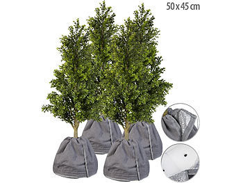 Kübelabdeckung: Royal Gardineer 4er-Set Thermo-Topfschutz für Pflanzen, 50x45 cm, Drainage, anthrazit