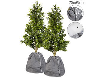 Topfabdeckung: Royal Gardineer 2er Set XL-Thermo-Topfschutz für Pflanzen,70x65cm,Drainage,anthrazit