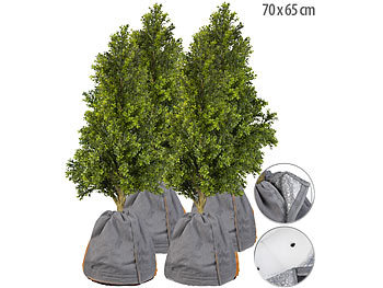 Topfpfabdeckung: Royal Gardineer 4er-Set XL-Thermo-Topfschutz für Pflanzen, 70x65cm, Drainage,anthrazit