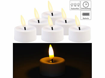 LED Kerzen mit Timer: Britesta 6er-Set LED-Teelichter mit nachgebildetem Docht und Timer