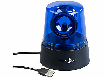 Lunartec LED-360°-Partyleuchte im Blaulichtdesign, Batterie- oder USB-Betrieb