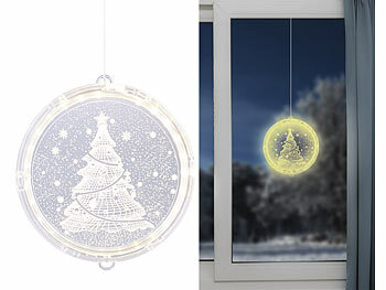 Weihnachten Dekoration: Lunartec Weihnachtliches Fenster-Licht mit Weihnachtsbaum-Motiv, Ø 16 cm