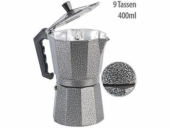 Cucina di Modena Espresso-Kocher in Hammerschlag-Optik, für 9 Tassen, 400 ml