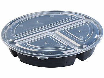 Rosenstein & Söhne 40er-Set Lebensmittel-Boxen mit 3 Fächern und Deckeln, 900 ml, rund