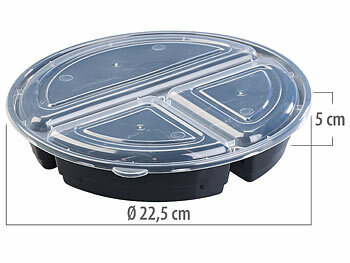 Rosenstein & Söhne 40er-Set Lebensmittel-Boxen mit 3 Fächern und Deckeln, 900 ml, rund