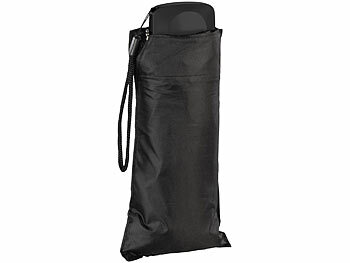 PEARL Mini-Taschenschirm mit Aluminium-Gestänge und UV-Schutz 50, schwarz