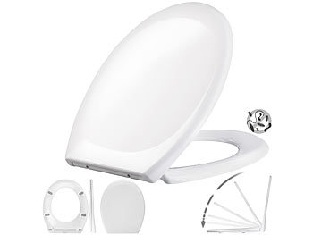 Toilettenbrille: BadeStern Universal-WC-Sitz, O-Form, Absenkautomatik, antibakteriell beschichtet