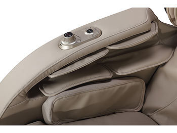 newgen medicals Luxus-Ganzkörper-Massagesessel mit Space-Cover, Bluetooth, App, beige