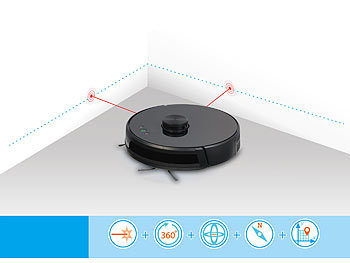 Sichler WLAN-Saug- & Wischroboter mit Gyro- & Lidar-360°-Laser-Sensor, App