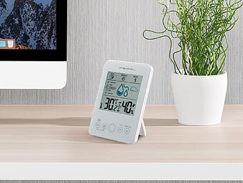 PEARL Digital-Hygro-/Thermometer mit Schimmel-Alarm & Komfort-Anzeige, weiß