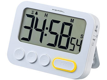 Timer: PEARL Digitaler Küchentimer mit Ton-, LED- und Vibrationsalarm und Uhrzeit
