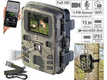 Kameras: VisorTech WLAN-2K-Wildkamera, PIR, Nachtsicht, 6 Monate Stand-by, App, IPX5