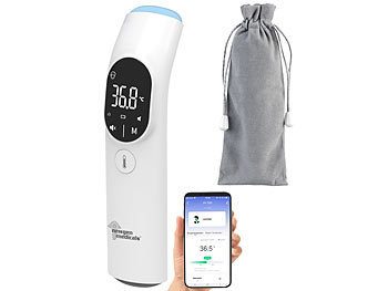 Ohrfieberthermometer: newgen medicals Medizinisches 3in1-Infrarot-Thermometer, App, Oberflächen-Messung
