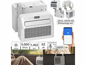 Klimagerät: Sichler Mobile Split-Klimaanlage, Entfeuchterfunktion, WLAN & App, 5.000 BTU/h