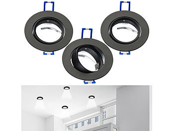 LED Einbaurahmen: Luminea 3er-Set Alu-Einbaustrahler-Rahmen, Abstrahlwinkel einstellbar, schwarz