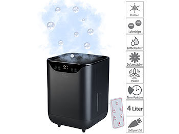 Luftbefeuchter Filter: Sichler 3in1-XL-Tisch-Luftwäscher, -befeuchter, -kühler, UV-Licht, 4l, schwarz