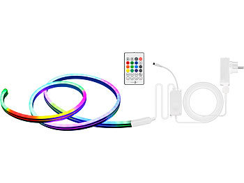 Lunartec WLAN-Neon-Schlauch mit RGBW-IC-LEDs, App, Sprachsteuerung, IP65, 5 m