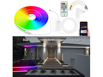 Lunartec WLAN-Neon-Schlauch mit RGBW-IC-LEDs, App, Sprachsteuerung, IP65, 5 m