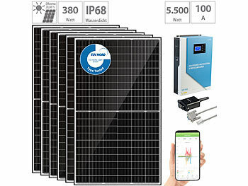 Solaranlage Set: revolt 2,28 kW (6x 380 W) Off-Grid-Solaranlage + 3,5 kW Hybrid-Wechselrichter