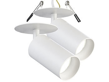 Deckenlampe Schlafzimmer: Luminea 2er-Set schwenkbarer Wand- und Deckenspots mit GU10-Fassung, weiß,