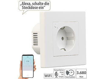 WLAN Unterputzsteckdose: Luminea Home Control WLAN-Unterputz-Steckdose mit Stromverbrauch-Messung, App, 3.680 W
