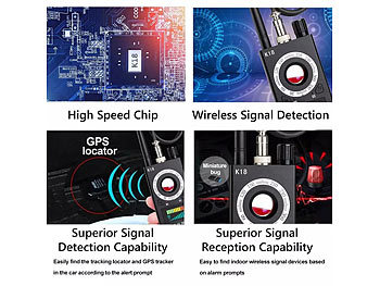 VisorTech Profi-Akku-Spycam- & Wanzendetektor, erkennt 1 MHz-6,5 GHz, GSM u.v.m.