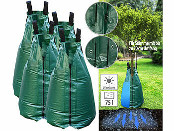 Wassersack: Royal Gardineer 4er-Set XL-Baum-Bewässerungsbeutel, 75 l, UV-resistent, PVC