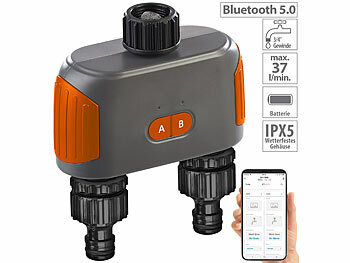 App Bewässerungscomputer: Royal Gardineer Bewässerungscomputer mit Bluetooth 5 & Dual-Bewässerungs-Ventil