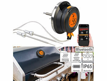 Digitale Grillthermometer, Bluetooth: Rosenstein & Söhne Smartes Digital-Grill-Thermometer, Umrüstset, 2 Sensoren, BT, App