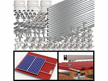 PV Panel Montage Set: revolt 102-teiliges Dachmontage-Set für 6 Solarmodule, flexibel