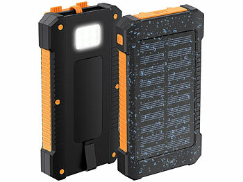 revolt Solar-Powerbank, 8.000 mAh, 2x USB 2A, Typ-C-Input, IP65, LED-Lampe