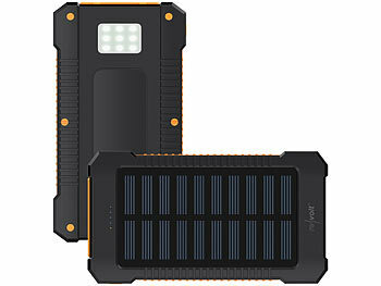 revolt Solar-Powerbank, 8.000 mAh, 2x USB 2A, Typ-C-Input, IP65, LED-Lampe