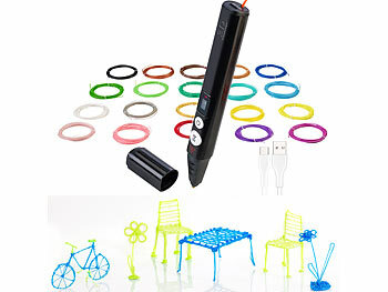 3D Drucker Stift: FreeSculpt Kompakter 3D-Stift, USB-C-Stromversorgung, 20 bunte PLA-Filamente