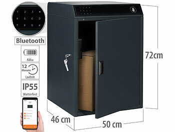 Briefkasten: AGT Smarter Paketbriefkasten aus Stahl, 46 x 72 x 50 cm, PIN, App, IP55