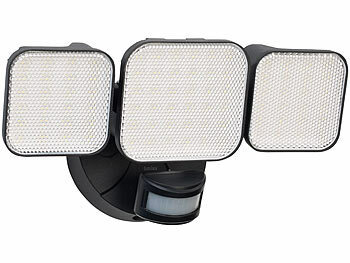 Luminea High-Power-Außenwand-LED-Sicherheitsleuchte, PIR-Sensor, 4400 lm, IP65