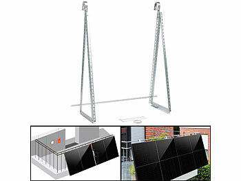 Solarpanelhalterung: revolt Balkon-Geländer-Halterungen für Solarmodule bis 113,4 cm, 20° bis 60°