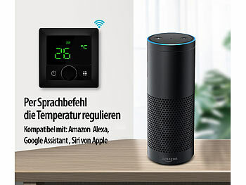 revolt 4er-Set WLAN-Fußbodenheizungs-Thermostat mit Sprachsteuerung, schwarz