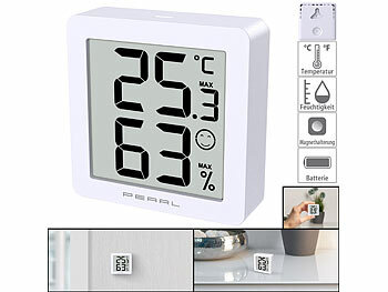 Digitales Thermometer: PEARL Digitales Thermo- und Hygrometer mit Komfort- und Min./ Max.-Anzeige