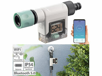 Digitaler Wasserzähler: Royal Gardineer Smart-Wasserzähler für den Gartenschlauch mit Display, Bluetooth & App