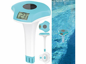 infactory Digitales Solar-Teich- & Poolthermometer, Akku, Solarpanel, LCD, IPX8