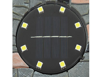 Lunartec 8er-Set Solar-Akku-Bodenleuchten mit 8 LEDs, warmweiß, IP44