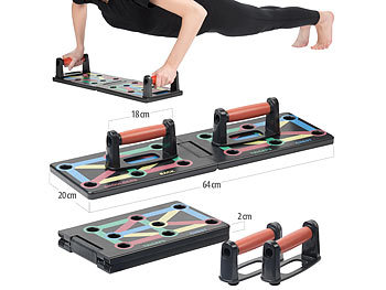 Boards Fitness Krafttrainings Push-UPS klappbare Workouts multifunktionale Pushups Muscles Bars: newgen medicals 9in1-Multifunktions-Liegestütz-Brett mit abnehmbaren Handgriffen