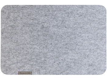 Rosenstein & Söhne 12er-Set Abwaschbare Filz-Tischmatten, hellgrau, 45 x 30 cm X