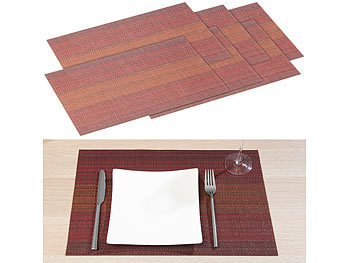 Platzdeckchen abwaschbar: Rosenstein & Söhne 6er-Set abwaschbare Tischsets in ansprechender Web-Optik, 45 x 30 cm