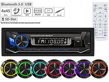 Autoradios: Creasono MP3-Autoradio, CD, Bluetooth, Freisprechfunktion, USB, SD, 4x45W